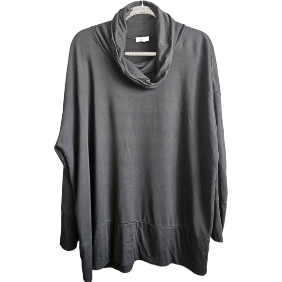 Garnet Hill Cowl-Neck Knit Black Tunic Size XL Closet Staple Minimalist - Picture 2 of 8